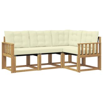vidaXL Conjunto De Sof&aacute;s De Exterior Con Coj&iacute;n 4 Pcs Blanco Y Crema Vidaxl