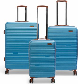 Infinity Leather Uitbreidbare blauwe harde ABS koffer met 8 wielen, robuuste reiskoffer voor vakanties