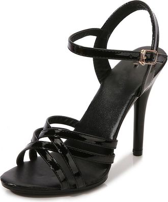 Generic Black,5.5 UK,Womens High Stiletto Open Toe Ankle Strap Heels Comfort Strappy Dress Shoes Wedding Bridal Pumps Sandals