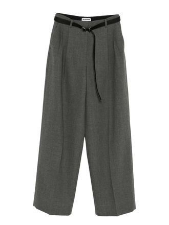 Jil Sander belted pants - women - Wool - 38 - Grey