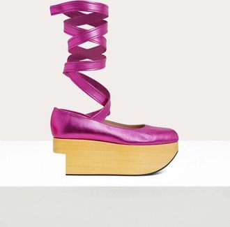 Vivienne Westwood Rocking Horse Ballerina Shoe Nappa Leather Metallic-pink 5-38 Unisex