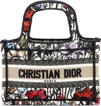 Dior Borsa tote Book mini in tela con ricamo - Nero