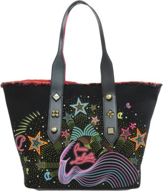 Christian Louboutin Black Multi-Color Canvas Tote Bag (Pre-Owned)
