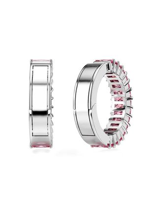 Swarovski Matrix baguette-cut pink-crystal hoop earrings - women - Zirconia/Rhodium Plated Brass - One Size