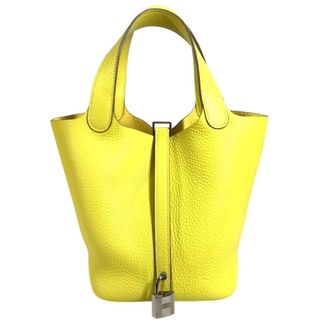 Herm&egrave;s Yellow Taurillon Clemence Leather Handbag Tote Bag (Pre-Owned)