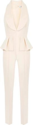 Elisabetta Franchi Lichte Crepe en Satijnen Jumpsuit - Dames - Jumpsuits - Beige - XL - Satijn - Jumpsuits & Playsuits