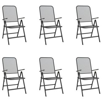 Berkfield Home Beautiful 7 Piece Garden Dining Set Anthracite Metal Mesh in Black