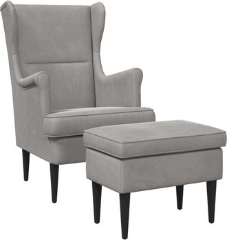 vidaXL Sill&oacute;n Con Pouf 2 Uds. Gris Claro Terciopelo Vidaxl