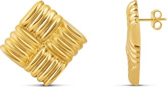 SHYMI Textured Square Statement Earrings - 14K Gold Filled, Rhodium Plated, Lightweight, Day to Night