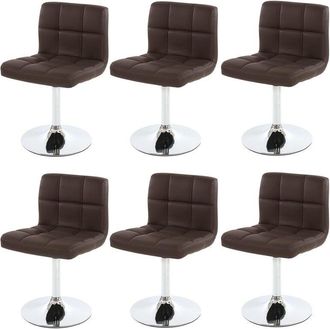 Hhg Hhg - Lote De 6 Sillas De Comedor Silla Giratoria Silla Kavala Imitaci&oacute;n Cuero Cromo, Marr&oacute;n
