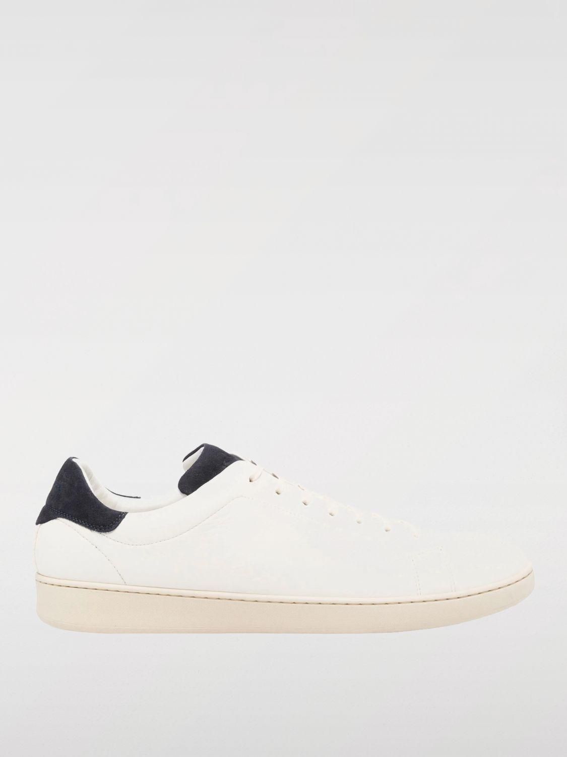 スニーカー KITON Men Sneakers USSA081N0081801 White Sneakers Shoes Calfskin White/Asphalt | Kiton
