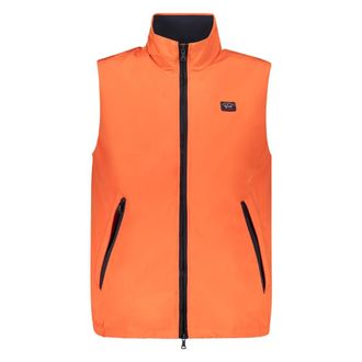 Paul & Shark Paul & Shark, Vests, male, Orange, Size: 2XL Vest with Zipper and High Collar