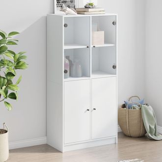 vidaXL Vidaxl - Aparador Alto Con Puertas Madera Ingenier&iacute;a Blanco 68x37x142 Cm