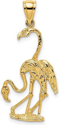 Diamond2Deal 14k Yellow Gold Solid Polished 3-Dimensional Double Flamingo Charm