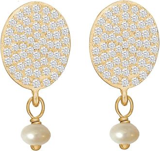 Frk. Lisberg Accessoires, Dames, Geel, ONE Size, Parel Oorknopjes Verguld