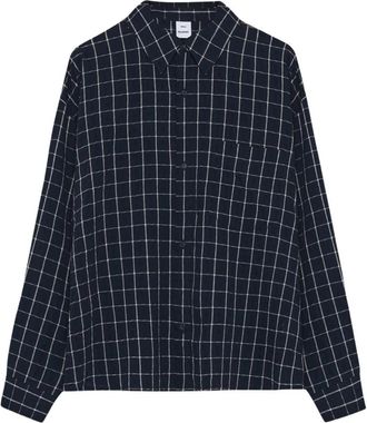 Won Hundred Maza Check Shirt - Heren - Casual Overhemden - Blauw - M - Polyester - Overhemden