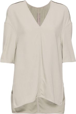 Rick Owens V-neck drop-shoulder blouse - women - Viscose/Acetate - 38 - Green