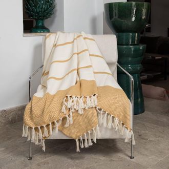 Febronie Manta plaid algod&oacute;n mostaza 160x250