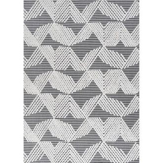 Jonathan Y Designs Jazz High-Low Pile Art Deco Geometric Indoor/Outdoor Area Rug in Black/ivory at Nordstrom, Size 2Ft 0In X 8Ft 0In