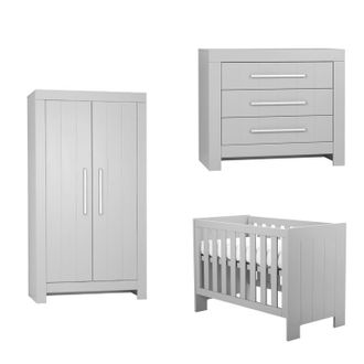 OEM Chambre Compl&egrave;te Lit B&eacute;b&eacute; - Commode &Agrave; Langer - Armoire Pinio Calmo Gris