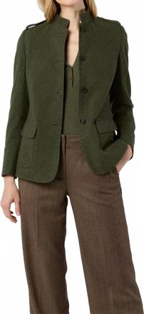 Ann Mashburn Marguerite Jacket In Heather Olive Loden Wool
