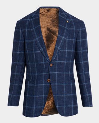 Stefano Ricci Men & apos;s Windowpane-Checked Wool-Blend Sport Coat