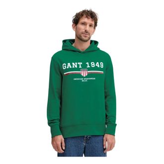 GANT Hoodies & sweatvesten, Heren, Groen, XL, Katoen, Graphic Hoodie