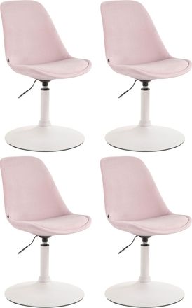 Clp Clp - Set De 4 Sillas Lounge Maverick En Terciopelo Rosado Blanco