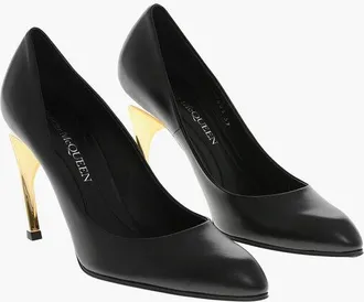 Alexander McQueen Leather Pumps FAUN LUX with 10cm Curved Heel size 38