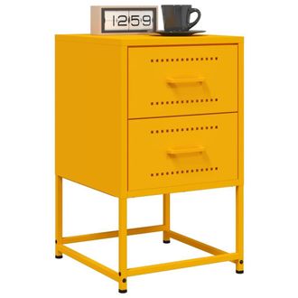 Berkfield Home Bedside Cabinets 2 pcs Mustard Yellow 36x39x60.5 cm Steel