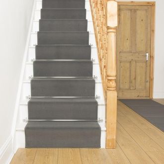 Runrug Light Grey Plain Stair Carpet Runner | Size: 60 cm x 720 cm