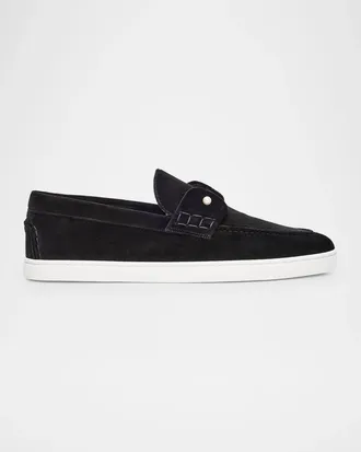 Christian Louboutin Men & apos;s Chambeliboat Velvet Collar Pin Boat Shoes