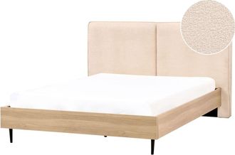 Beliani Cama matrimonial de tejido beige 160x200