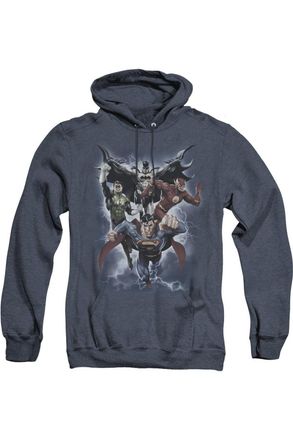 Gildan Justice League of America The Coming Storm Adult Heather Hoodie / Hooded Sweatshirt