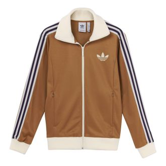 adidas Mens adidas originals Brand Logo Printing Zipper Classic Sports Jacket Autumn Brown IB3427