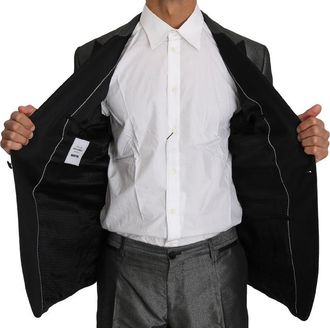 Dolce & Gabbana Mens Gray Patterned Martini 2 Piece Suit Acetate