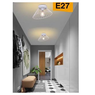 Trade Shop Trade Shop - Plafoniera Paralume Metallo Lampadario Lampada E27 Decorativa Contemporanea C70 - Blanco