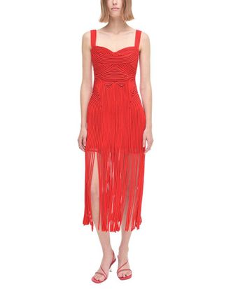 SIMKHAI Simkhai Darby Fringe Hem Midi Dress