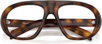 Prada 56mm Irregular Blue Light Blocking Glasses in Tortoise/clear Blue Light at Nordstrom