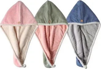 OEM Toallas De Microfibra Para El Cabello, Juego De 3 Con Botones, Toallas De Ba&ntilde;o De Secado R&aacute;pido Y Toallas De Ducha (rosa, Verde, Azul)