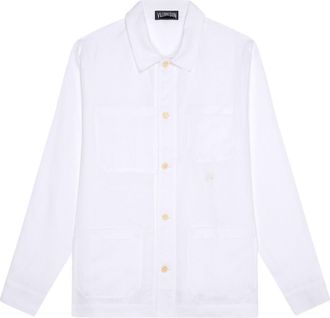 Vilebrequin Linen Solid Overshirt in Blanc at Nordstrom, Size Xxx-Large