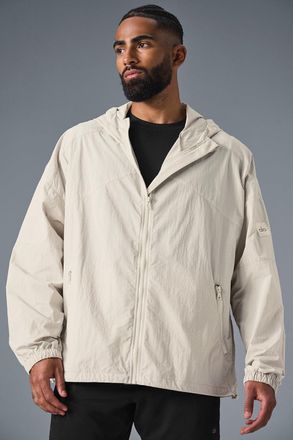 Alo | Vantage Nylon Ripstop Track Jacket in Bone Beige, Size: Medium