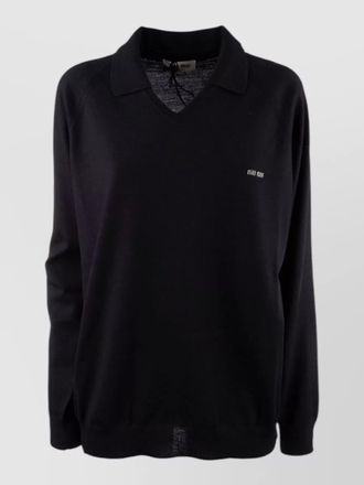 Miu Miu knit top collared design ribbed trims