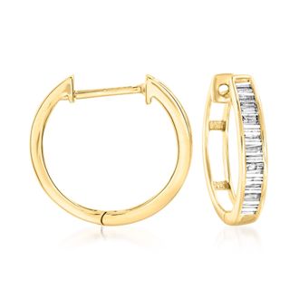 Ross-Simons Diamond Huggie Hoop Earrings in 14kt Yellow Gold