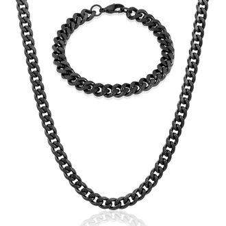 Crucible Jewelry Curb Bracelet and Necklace Gold Chain Set