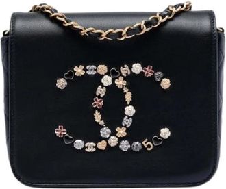 Chanel Pre-owned Studded Charms Crossbody Bag - Dames - Vintage Schoudertas - Zwart - ONE Size - Leer - Vintage