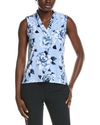 Anne Klein Printed Triple Pleat Top