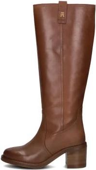 Tommy Hilfiger Stijlvolle Riding Long Laarzen - Dames - Laarzen met Hak - Bruin - 39 EU - Wol - Schoenen