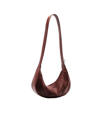 Patrizia Pepe Womens Shoulder Bag New Moon Medium Leather Hot Brown Calfskin; Lining: Polyester