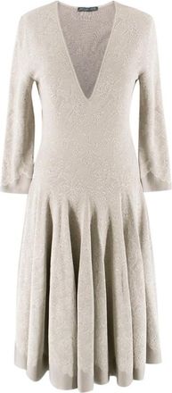 Alexander McQueen Aexander McQueen Grey Floral Lace Dress Size M